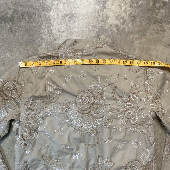 Chicos Jacket Womens‎ Large Rosina Metallic Dream Beige Neutral Embroidered - Picture 4 of 9